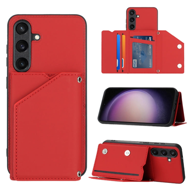 For Samsung Galaxy S24 5G Skin Feel PU + TPU + PC Card Slots Phone Case(Red)