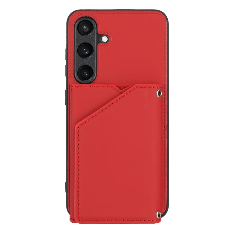 For Samsung Galaxy S24 5G Skin Feel PU + TPU + PC Card Slots Phone Case(Red)