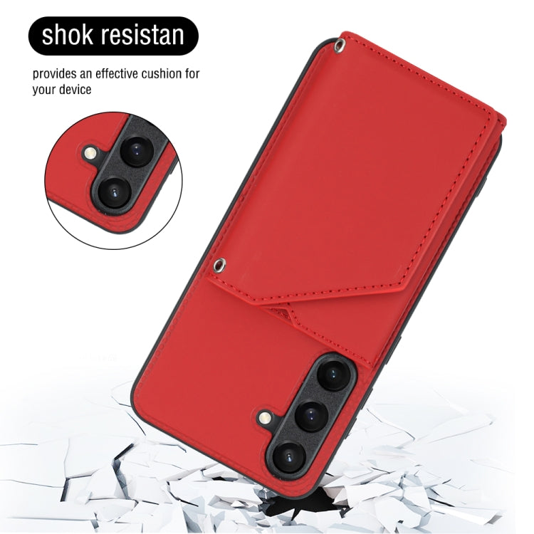 For Samsung Galaxy S24 5G Skin Feel PU + TPU + PC Card Slots Phone Case(Red)