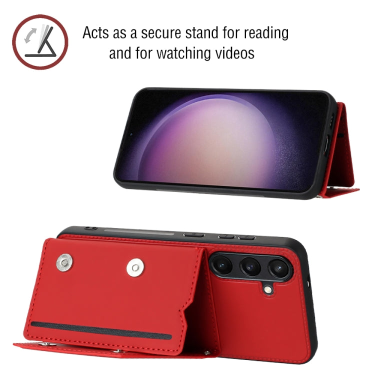 For Samsung Galaxy S24 5G Skin Feel PU + TPU + PC Card Slots Phone Case(Red)