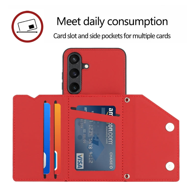 For Samsung Galaxy S24 5G Skin Feel PU + TPU + PC Card Slots Phone Case(Red)