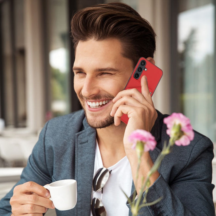 For Samsung Galaxy S24 5G Skin Feel PU + TPU + PC Card Slots Phone Case(Red)