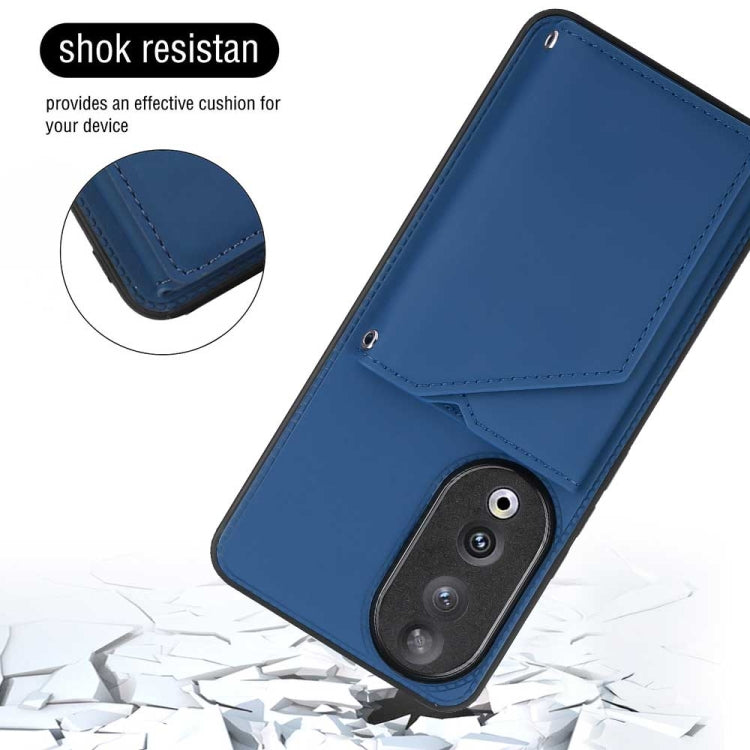 For Honor 90 Skin Feel PU + TPU + PC Card Slots Phone Case(Royal Blue)
