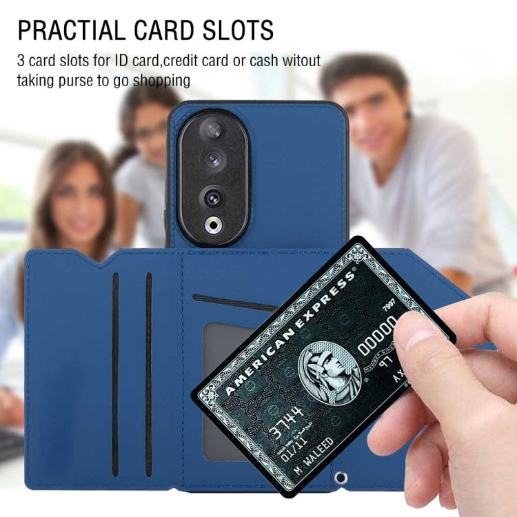 For Honor 90 Skin Feel PU + TPU + PC Card Slots Phone Case(Royal Blue)
