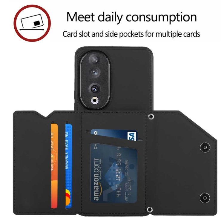 For Honor 90 Skin Feel PU + TPU + PC Card Slots Phone Case(Black)