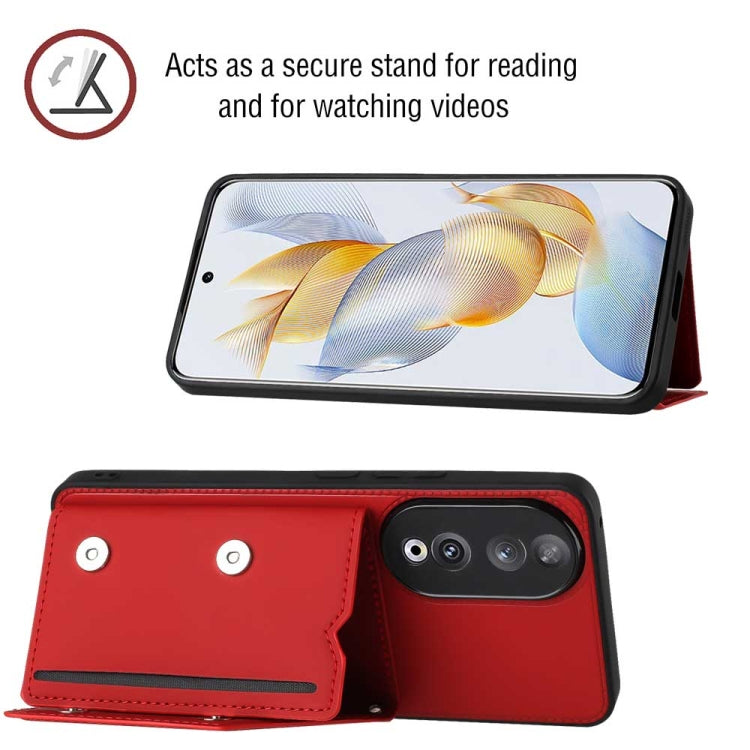 For Honor 90 Skin Feel PU + TPU + PC Card Slots Phone Case(Red)