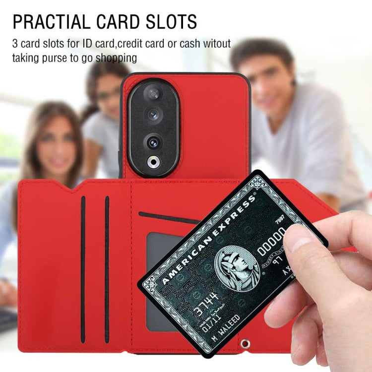 For Honor 90 Skin Feel PU + TPU + PC Card Slots Phone Case(Red)