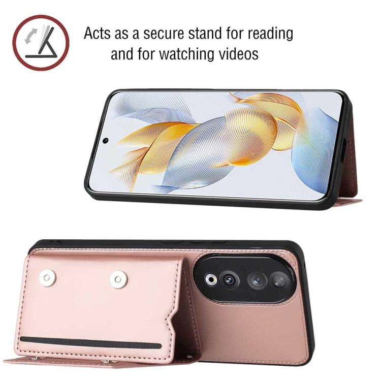 For Honor 90 Skin Feel PU + TPU + PC Card Slots Phone Case(Rose Gold)