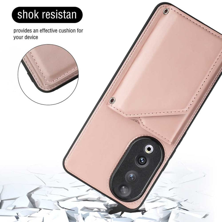 For Honor 90 Skin Feel PU + TPU + PC Card Slots Phone Case(Rose Gold)