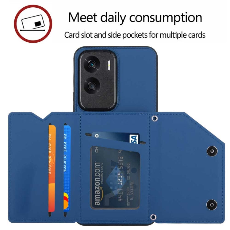 For Honor 90 Lite/X50i Skin Feel PU + TPU + PC Card Slots Phone Case(Royal Blue)