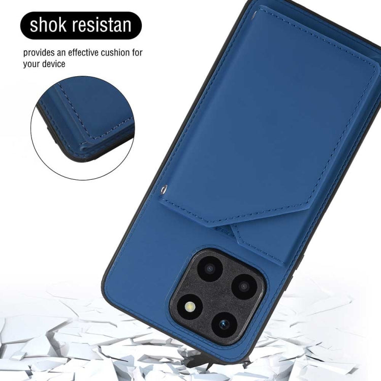 For Honor X6a 4G Skin Feel PU + TPU + PC Card Slots Phone Case(Royal Blue)