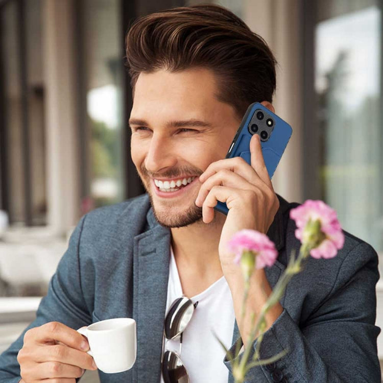 For Honor X6a 4G Skin Feel PU + TPU + PC Card Slots Phone Case(Royal Blue)