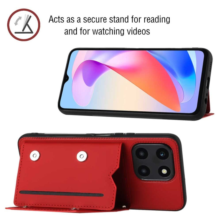 For Honor X6a 4G Skin Feel PU + TPU + PC Card Slots Phone Case(Red)