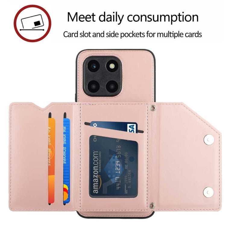 For Honor X6a 4G Skin Feel PU + TPU + PC Card Slots Phone Case(Rose Gold)
