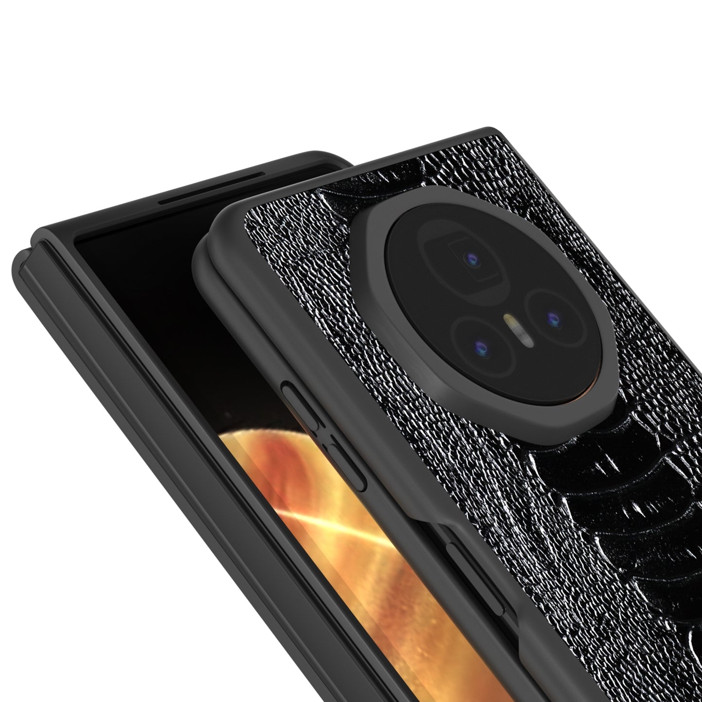 For Honor Magic V3 ABEEL Genuine Leather Weilai Series Phone Case(Black)