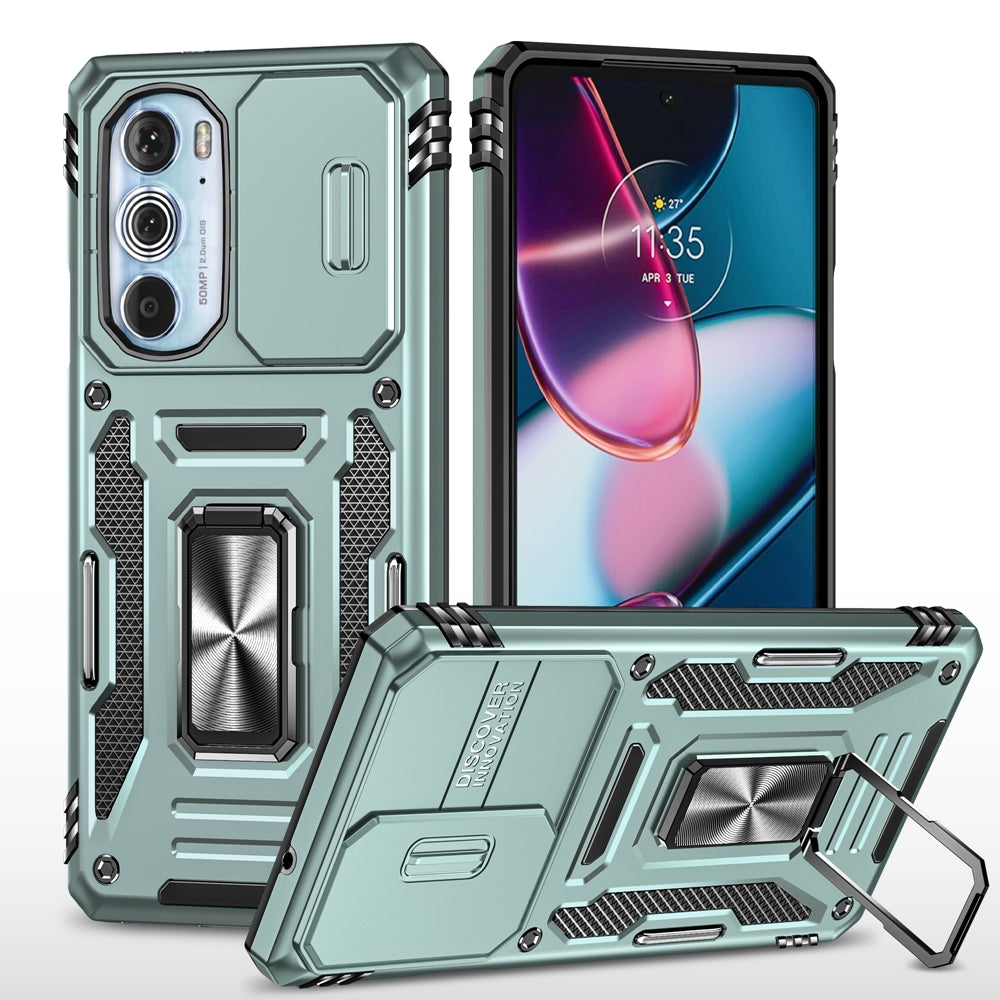 Motorola Edge 30 Pro Armor PC + TPU Camera Shield Phone Case(Alpine Green)