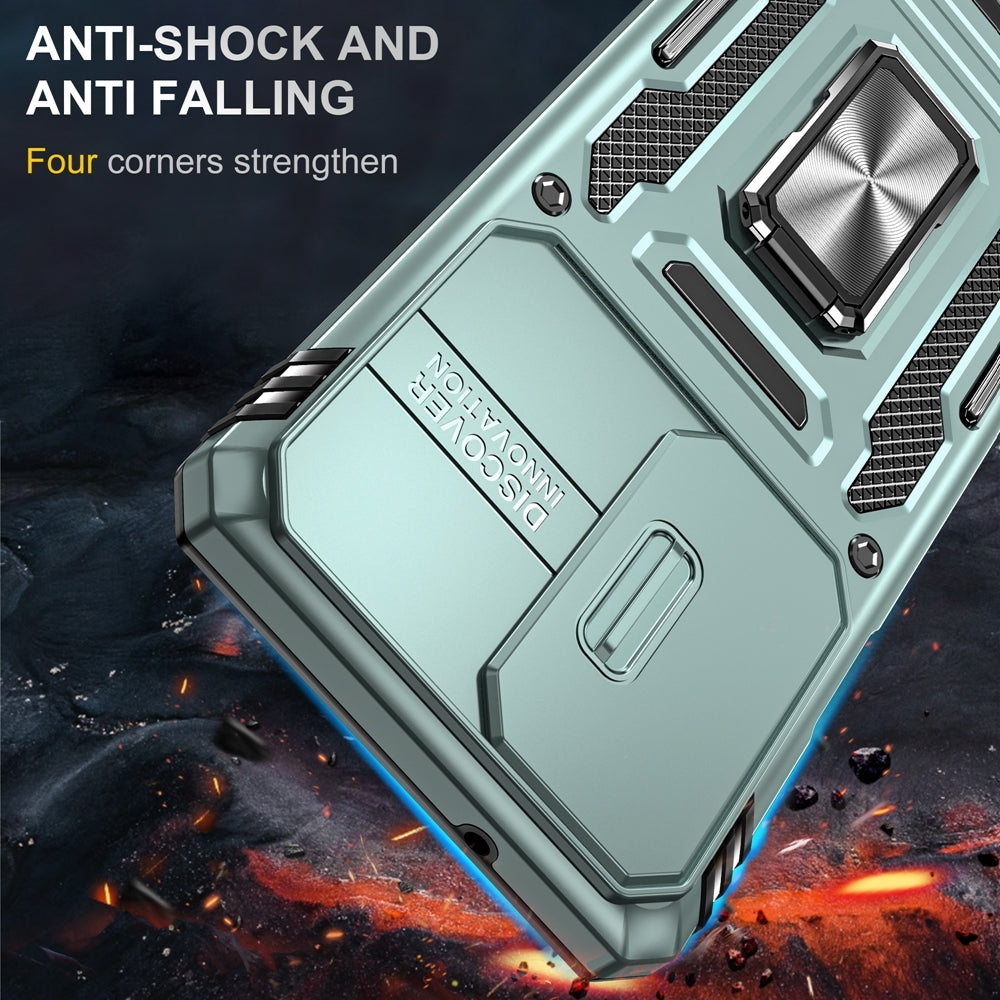 Motorola Edge 30 Pro Armor PC + TPU Camera Shield Phone Case(Alpine Green)