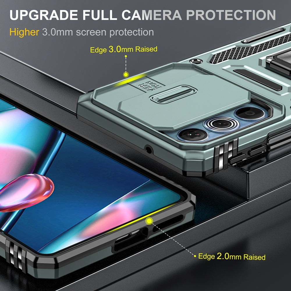 Motorola Edge 30 Pro Armor PC + TPU Camera Shield Phone Case(Alpine Green)