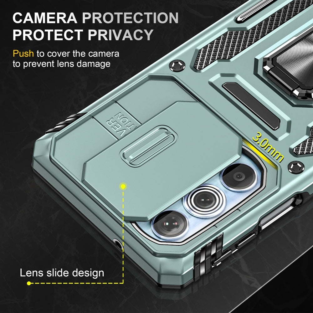 Motorola Edge 30 Pro Armor PC + TPU Camera Shield Phone Case(Alpine Green)