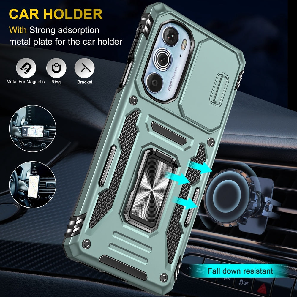 Motorola Edge 30 Pro Armor PC + TPU Camera Shield Phone Case(Alpine Green)