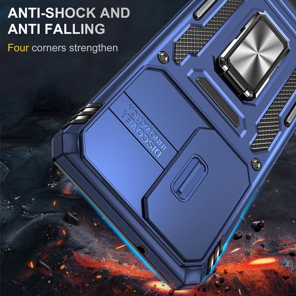 Motorola Edge 30 Pro Armor PC + TPU Camera Shield Phone Case(Navy Blue)