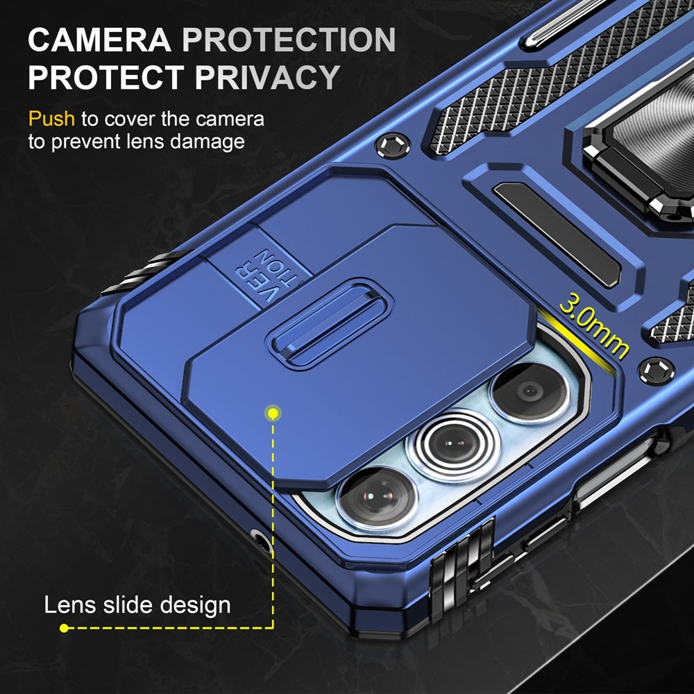 Motorola Edge 30 Pro Armor PC + TPU Camera Shield Phone Case(Navy Blue)