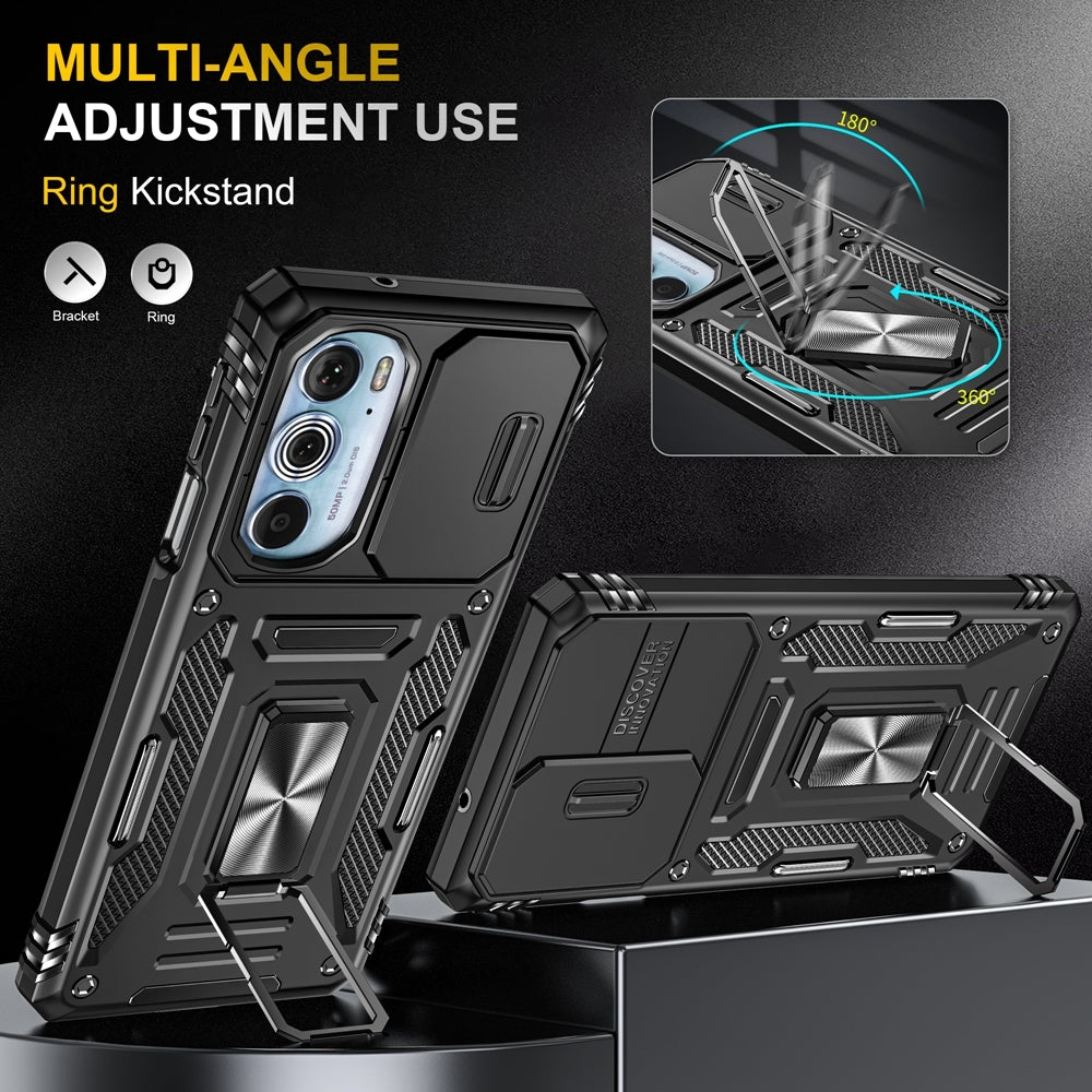 Motorola Edge 30 Pro Armor PC + TPU Camera Shield Phone Case(Black)