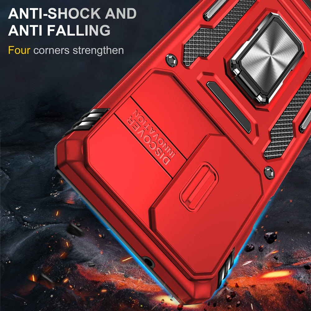 Motorola Edge 30 Pro Armor PC + TPU Camera Shield Phone Case(Red)