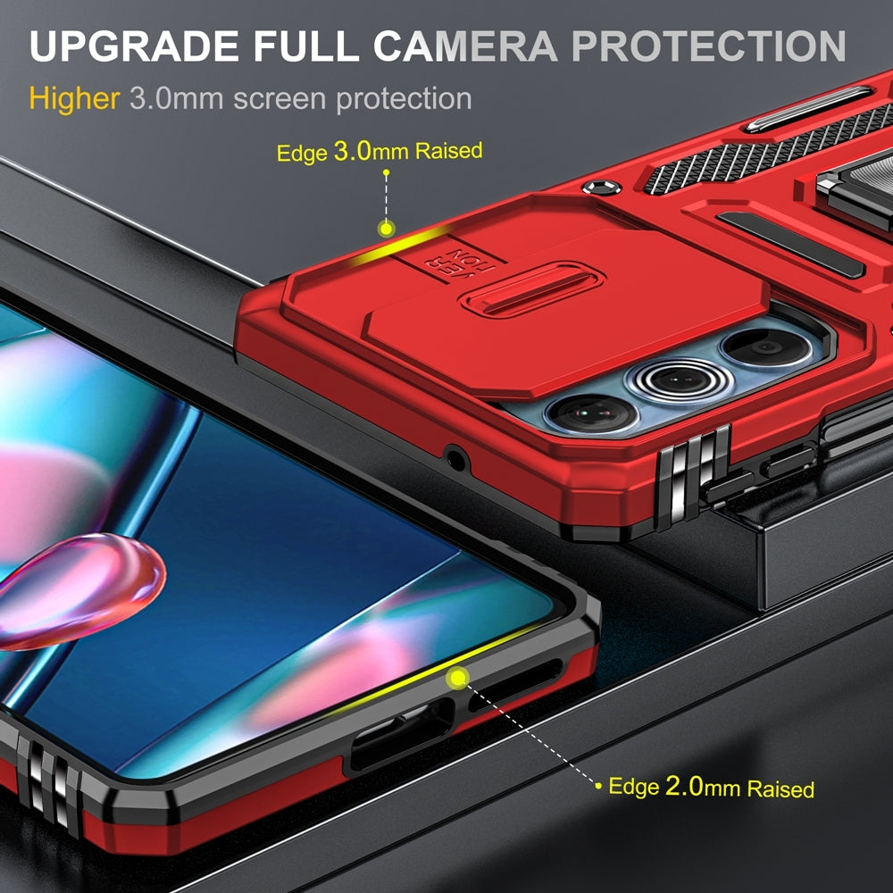 Motorola Edge 30 Pro Armor PC + TPU Camera Shield Phone Case(Red)