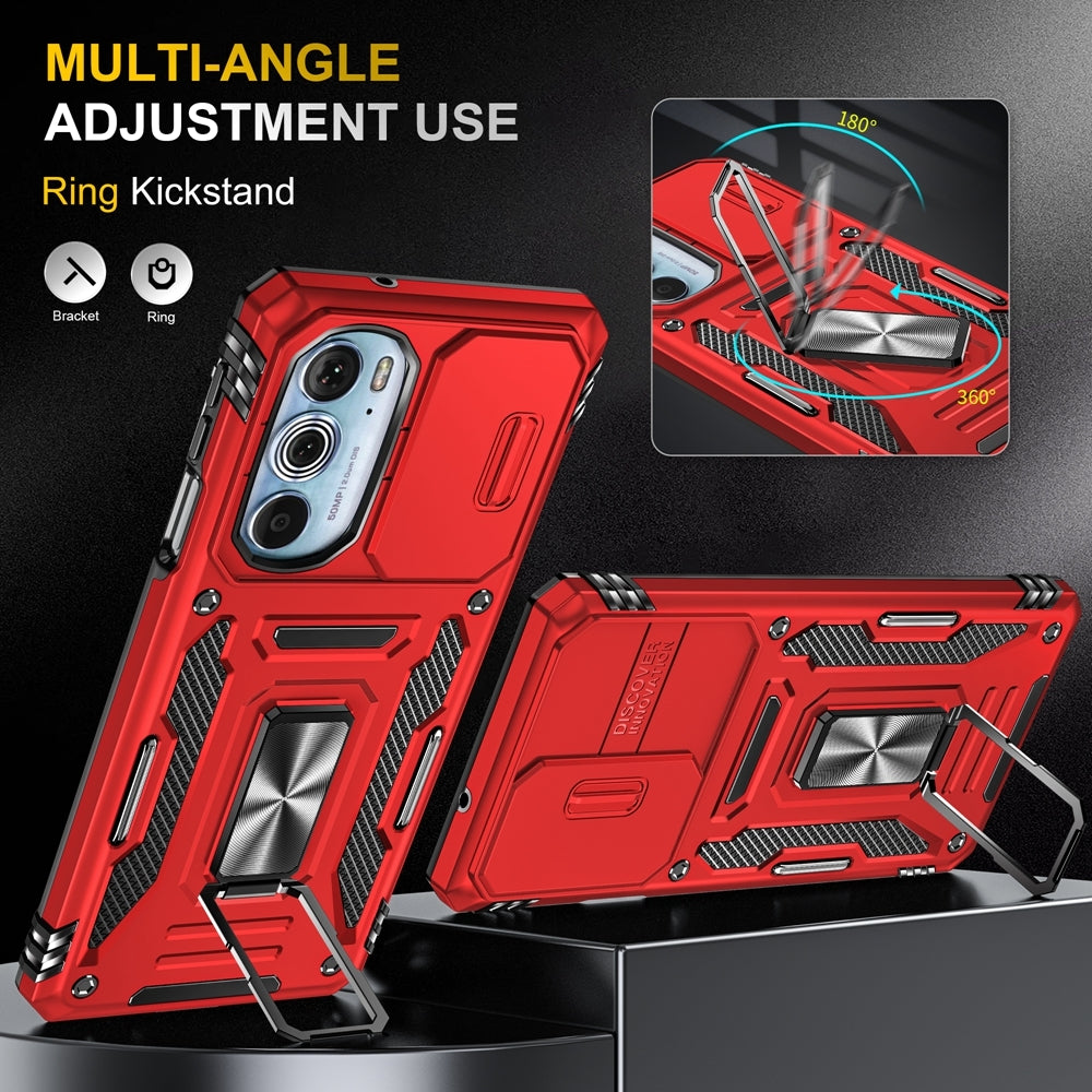 Motorola Edge 30 Pro Armor PC + TPU Camera Shield Phone Case(Red)