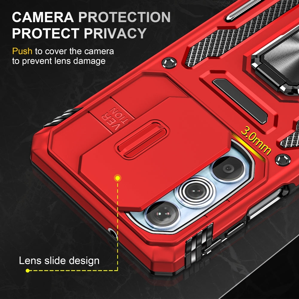 Motorola Edge 30 Pro Armor PC + TPU Camera Shield Phone Case(Red)