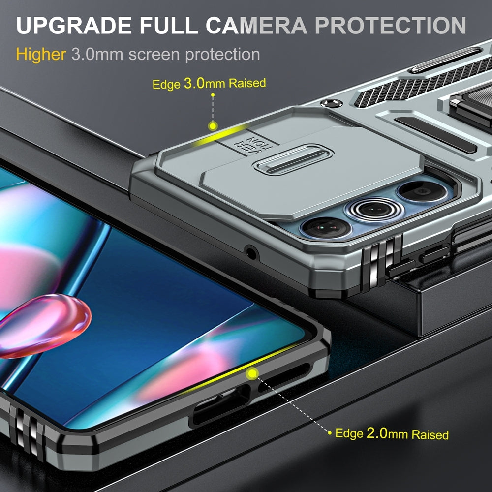 Motorola Edge 30 Pro Armor PC + TPU Camera Shield Phone Case(Grey)