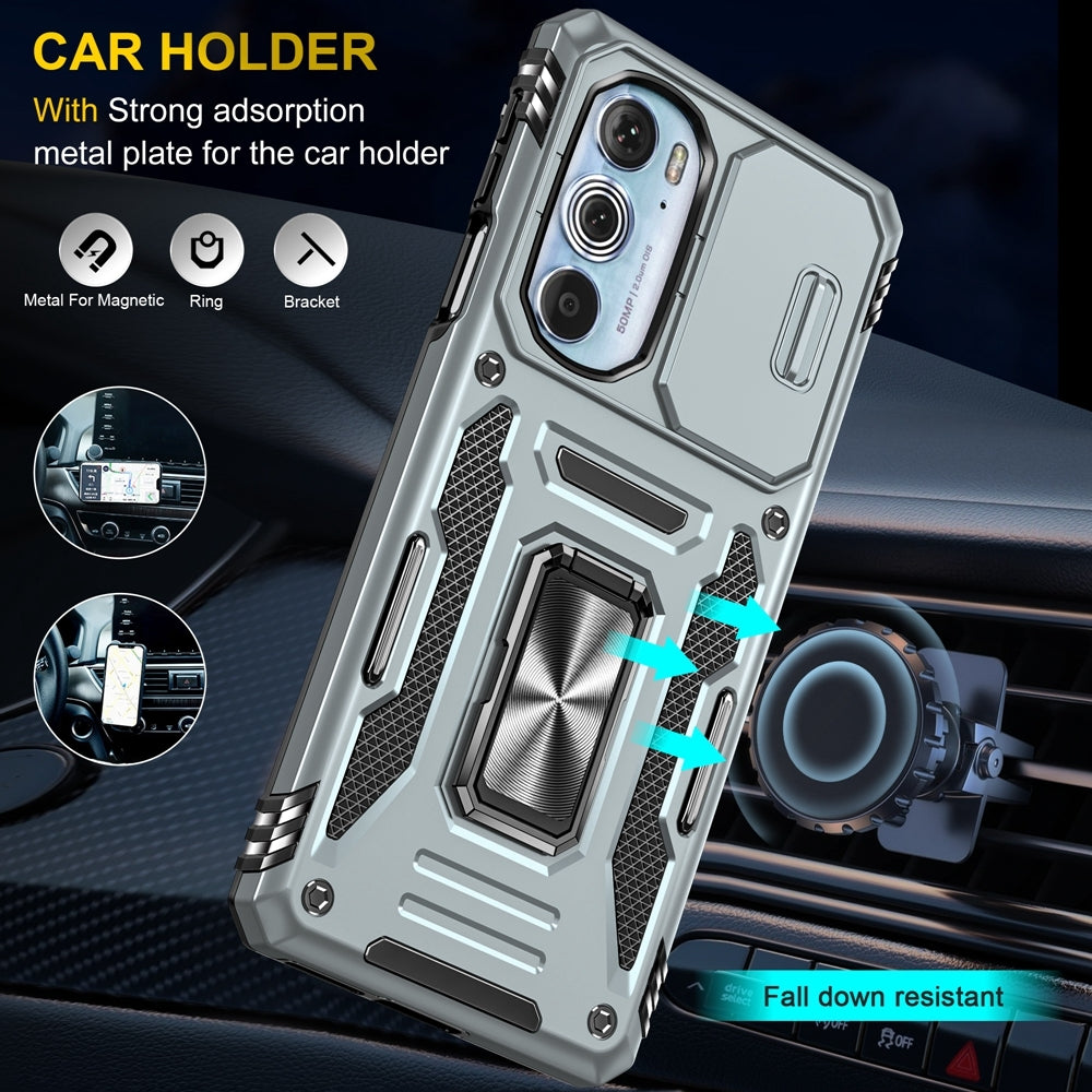 Motorola Edge 30 Pro Armor PC + TPU Camera Shield Phone Case(Grey)