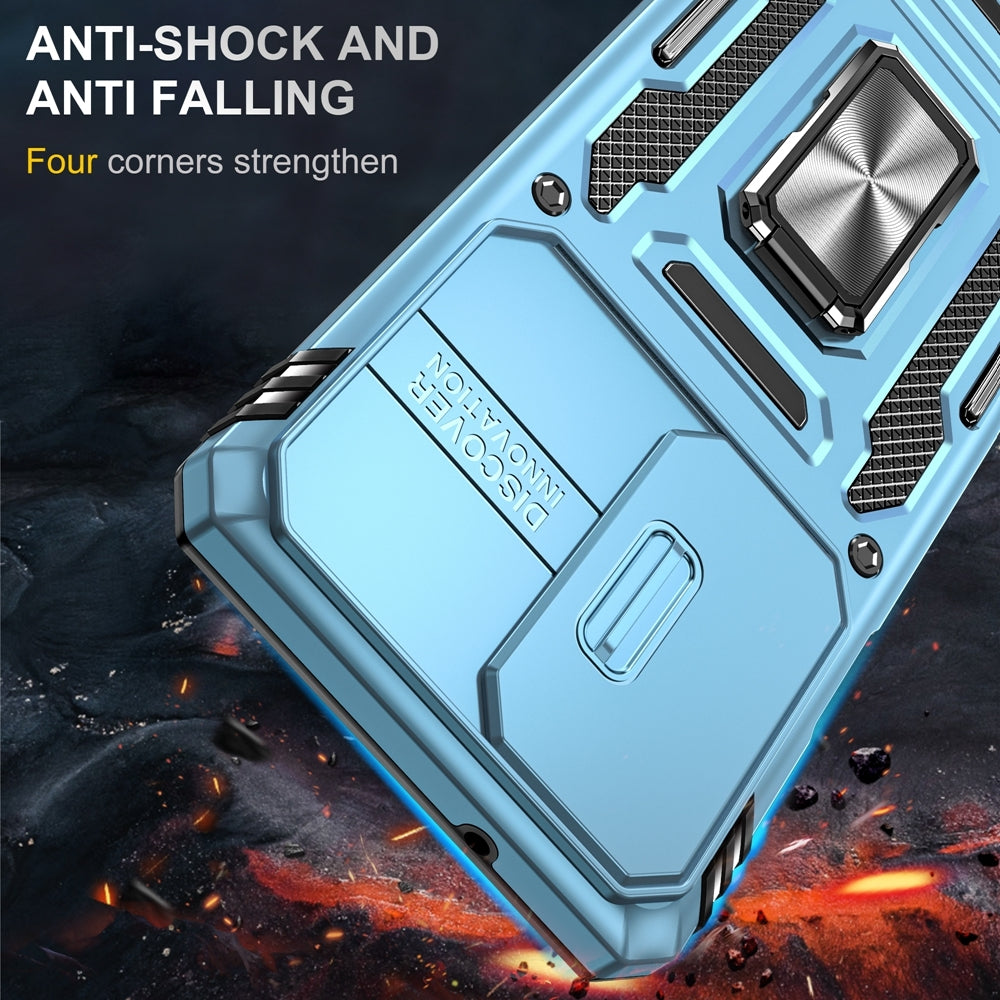 Motorola Edge 30 Pro Armor PC + TPU Camera Shield Phone Case(Light Blue)