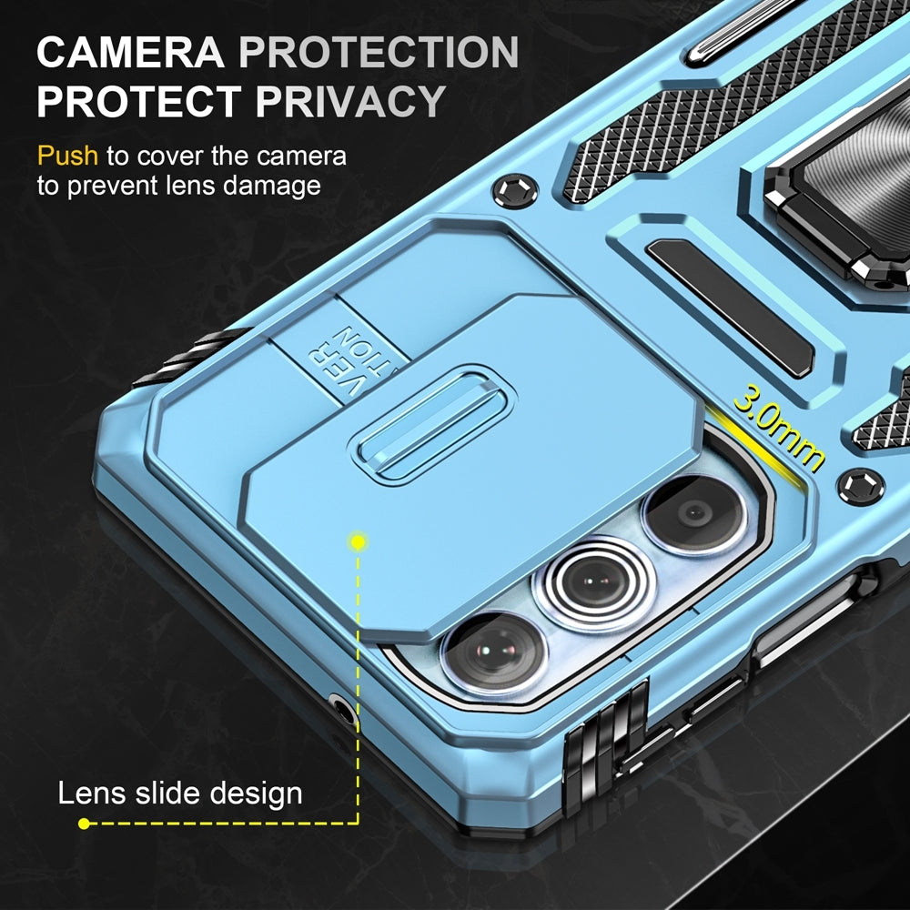 Motorola Edge 30 Pro Armor PC + TPU Camera Shield Phone Case(Light Blue)