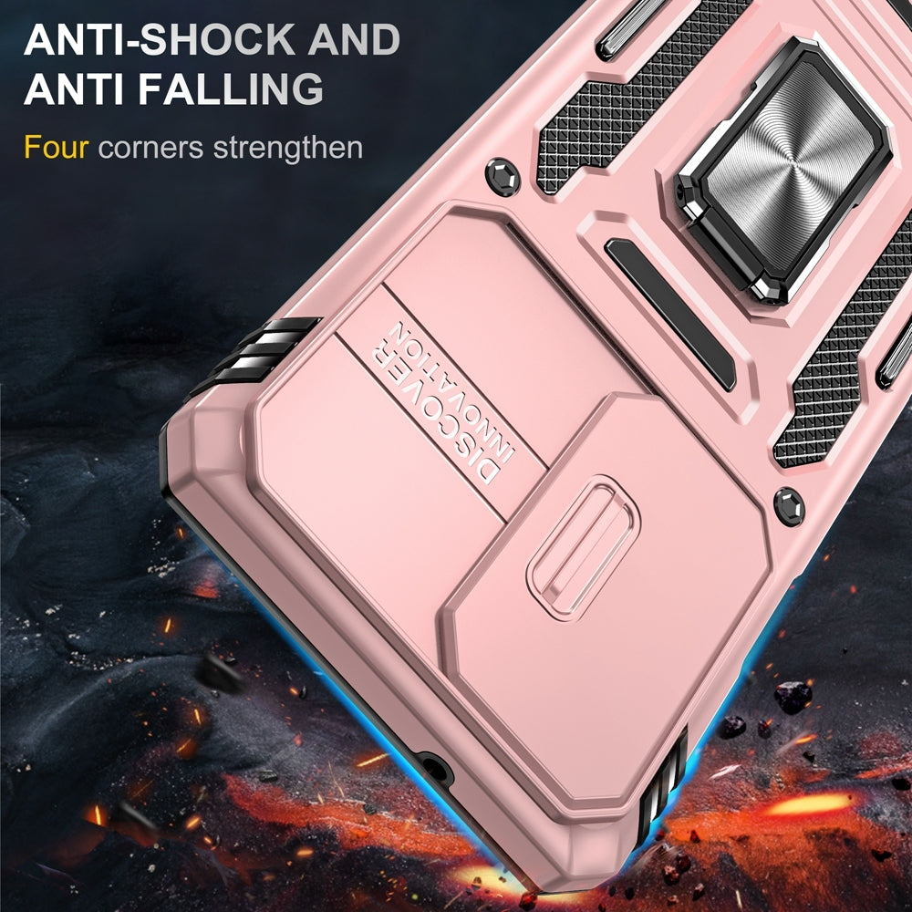 Motorola Edge 30 Pro Armor PC + TPU Camera Shield Phone Case(Rose Gold)