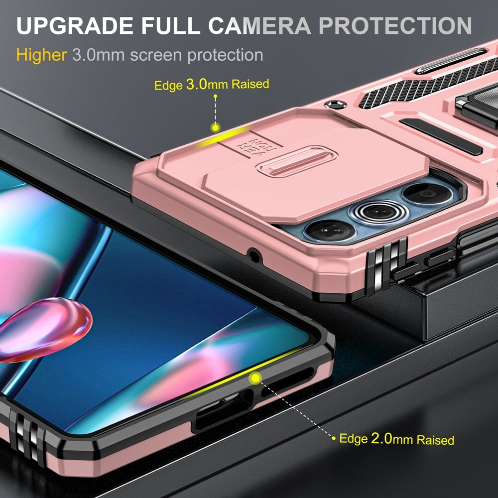 Motorola Edge 30 Pro Armor PC + TPU Camera Shield Phone Case(Rose Gold)