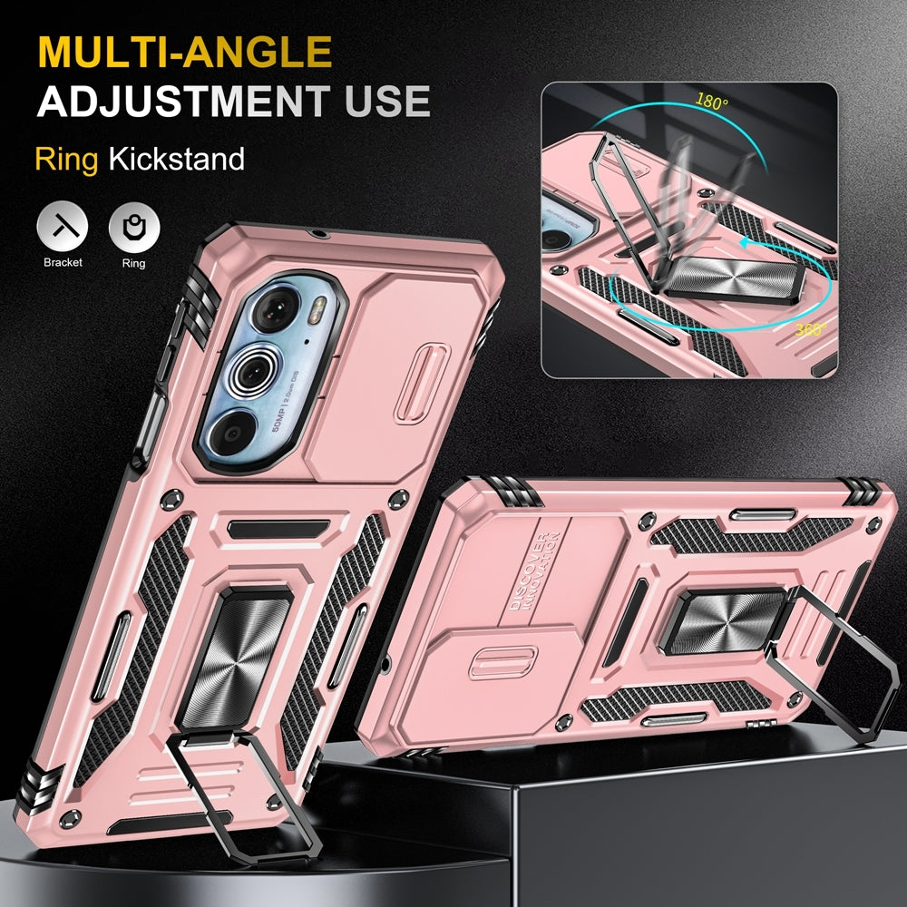 Motorola Edge 30 Pro Armor PC + TPU Camera Shield Phone Case(Rose Gold)