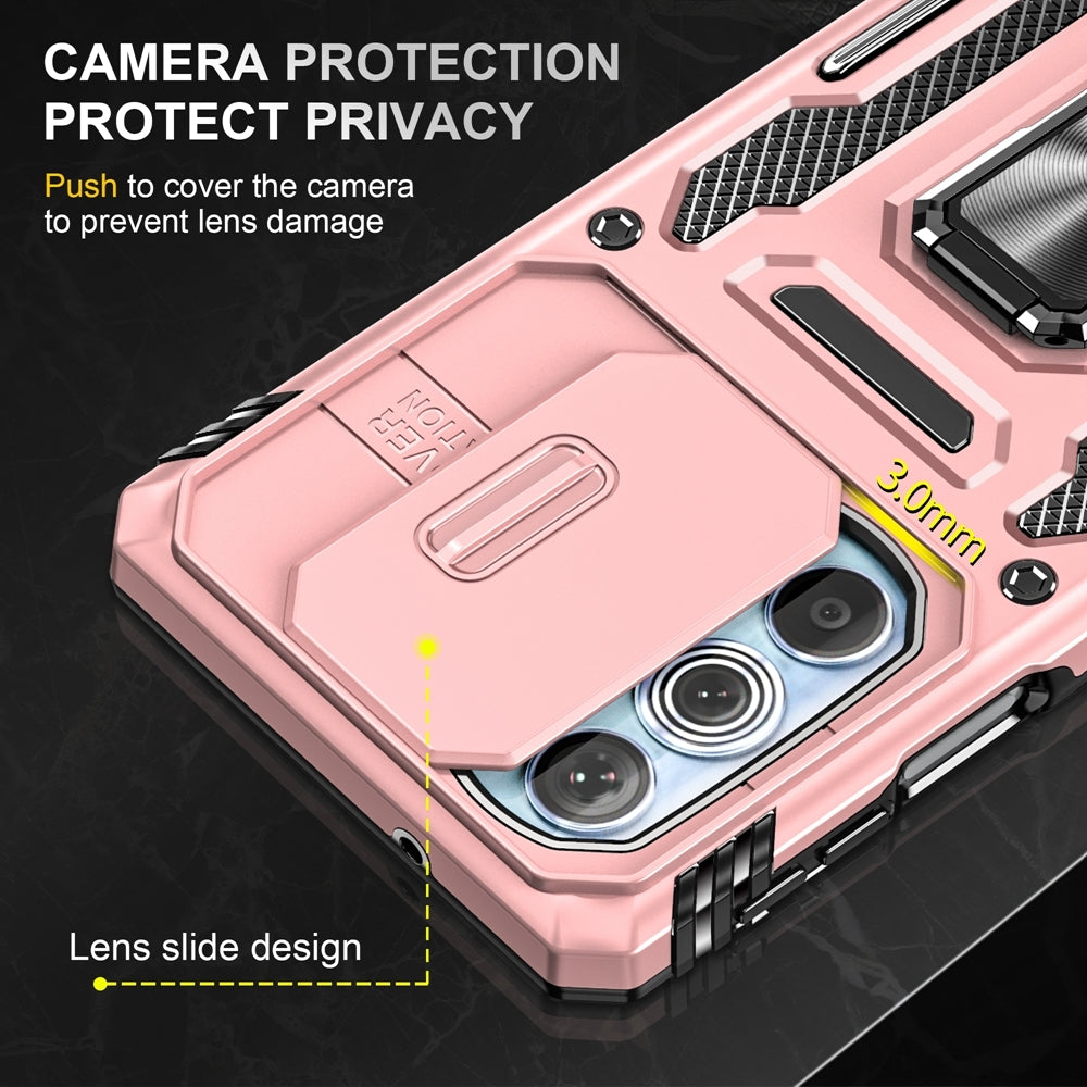 Motorola Edge 30 Pro Armor PC + TPU Camera Shield Phone Case(Rose Gold)