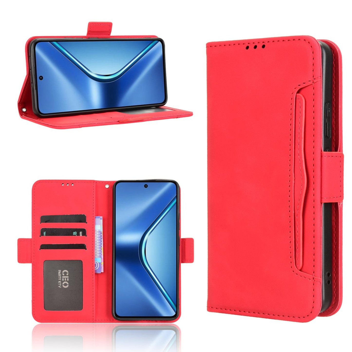 For OPPO K13 5G Skin Feel Calf Texture Card Slots Leather Phone Case(Red)