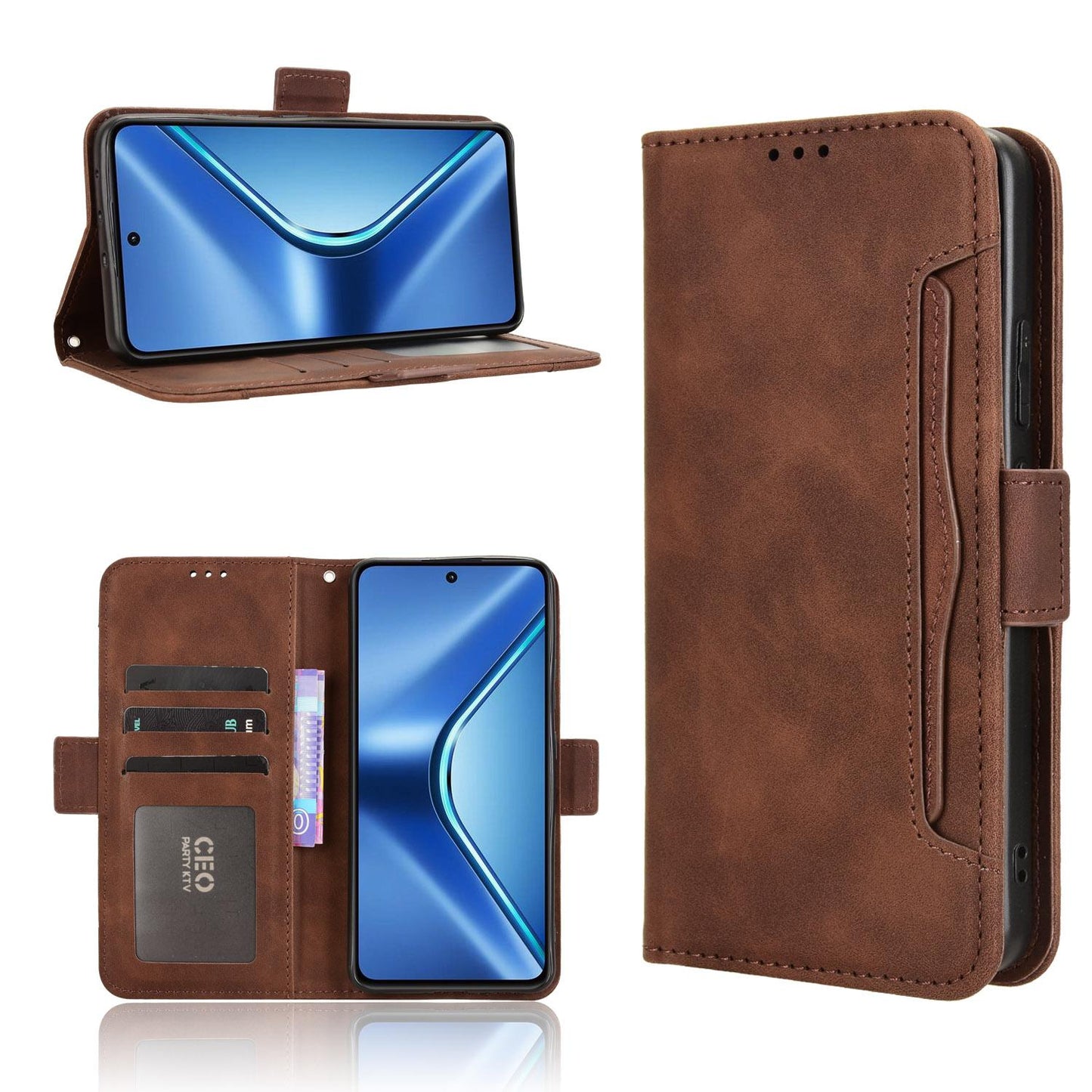 For OPPO K13 5G Skin Feel Calf Texture Card Slots Leather Phone Case(Brown)