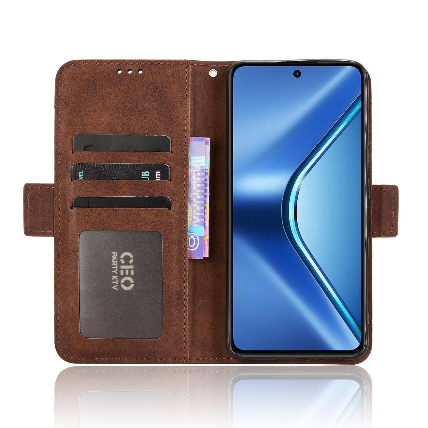 For OPPO K13 5G Skin Feel Calf Texture Card Slots Leather Phone Case(Brown)