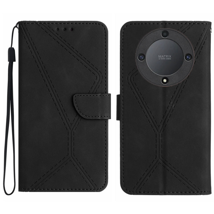 For Honor X9b Stitching Embossed Leather Phone Case(Black)