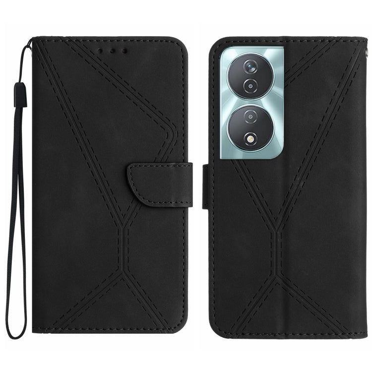 For Honor 90 Smart Stitching Embossed Leather Phone Case(Black)