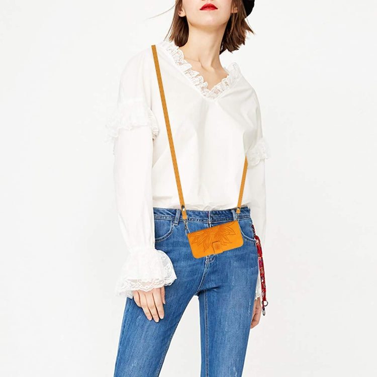 For Honor X9b Skin Feel Sun Flower Pattern Leather Phone Case with Lanyard(Yellow)