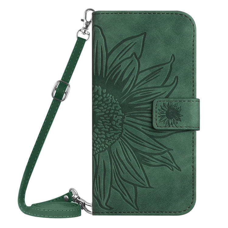 For Honor X9b Skin Feel Sun Flower Pattern Leather Phone Case with Lanyard(Green)