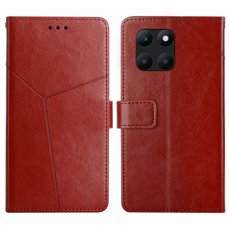 For Honor X8b Y-shaped Pattern Flip Leather Phone Case(Brown)