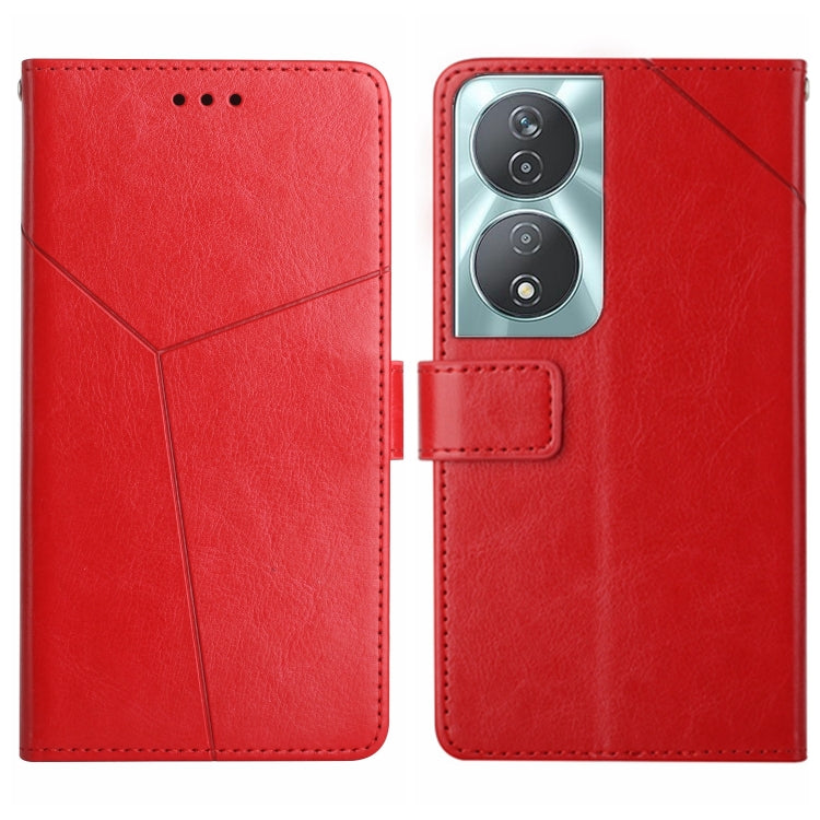 For Honor 90 Smart Y-shaped Pattern Flip Leather Phone Case(Red)
