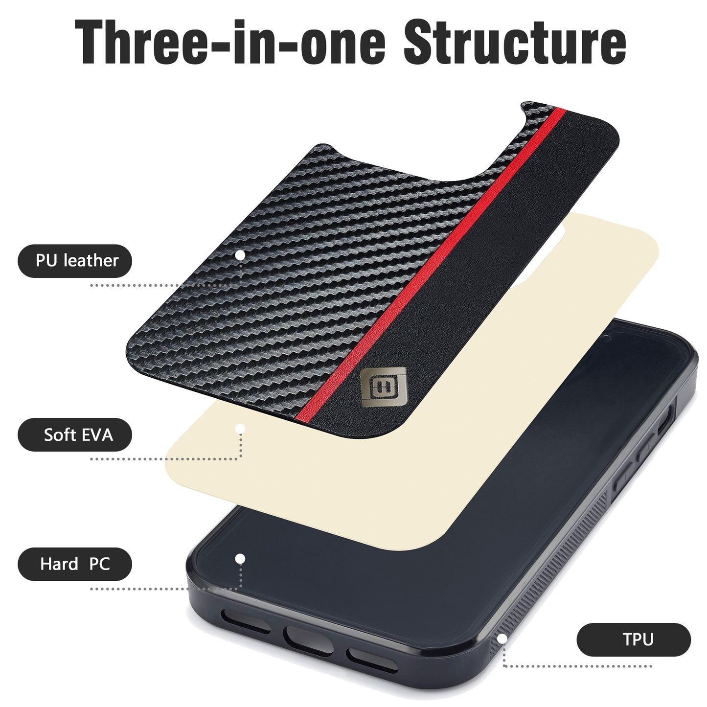 For Xiaomi Mi Mix Fold 2 LC.IMEEKE 3 in 1 Carbon Fiber Texture Shockproof Phone Case(Black)