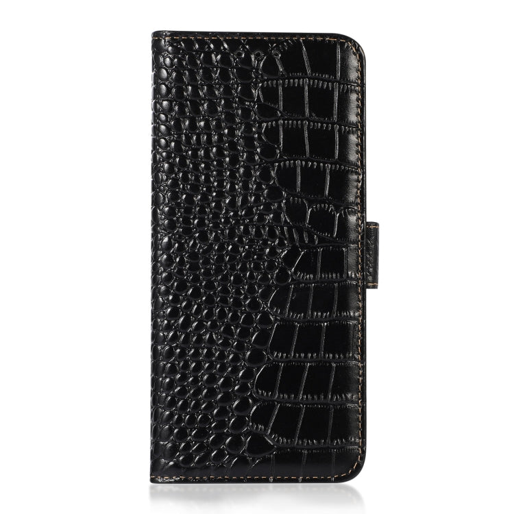 For Honor 100 Crocodile Top Layer Cowhide Leather Phone Case(Black)